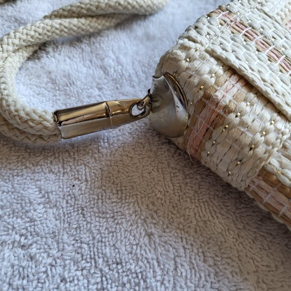 Vintage ITALIAN BAG Woven Straw Tote Made In Italy Purse Handbag GUC SEE PICS - Picture 5 of 10